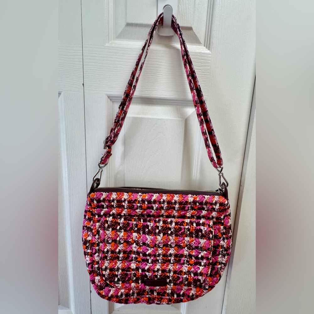 Vera Bradley Carson Pink/Purple/Orange Houndstooth Quilted Bag